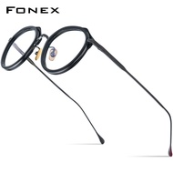 FONEX Acetate กรอบแว่นตาไททาเนียมผู้ชายย้อนยุคเรียบง่าย2023แว่นตาแว่นสายตาสั้น