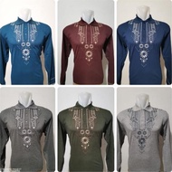 Baju Koko Bahan Kaos Tangan Panjang/ Baju Koko Bordir/Baju Muslim Pria