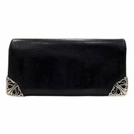 成色極佳 ▼ CHROME HEARTS Chrome Hearts 925 真皮單折捲軸標籤長版皮夾 對折長版皮夾 黑色 男士