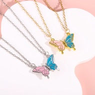 Good Friends Necklace Two Color Patchwork Butterfly Pendant Necklace for 2 Friendship Necklace for W