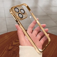 [With lens film] Luxury ultra-thin Plating Clear case for iPhone 11 12 13 Pro Max case iPhone 14 Pro