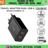 Mcdodo CH-8910 ADAPTER USB DUAL FAST CHARGING CHARGER HEAD 18W