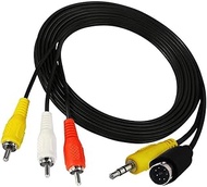 MTUERANC S-Video 7 Pin with 3.5mm 1/8" TRS Stereo Audio Male Plug to 3 RCA Male Composite Adapter Co