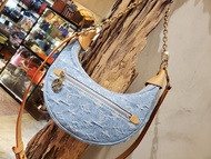 LV Monogram Denim Loop Bag 二手 牛仔 老花  月亮包