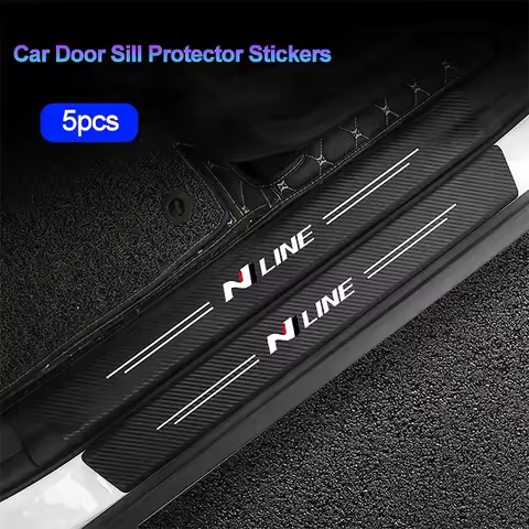 5pcs Car Door Sill Protector Stickers For Hyundai N LINE Kona Tucson I10 I20 I30 I40 Santafe Carbon 