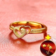 Gold 916 Original Ring + Earing Set for Girls Adjustable Open Ring Men Love Style Couples Ring Cinci