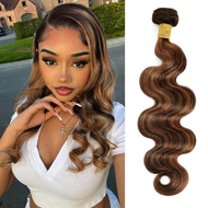 F1B/30 Black and Brown Highlight Body Wave Single Bundles 20 Inch Human Hair, 12A 100% Virgin Soft G
