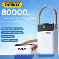REMAX ORIGINAL 80000mAh Camping Power Bank 22.5w Quick Fast Charging USB C Type C Output 80000Mah