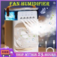 Air Cooling Fan 6 Inches Mist Fan USB Mini Aircond 3 In 1 Portable Fan with LED, Kipas Penyejuk Mini Meja 6寸台式迷你散热风扇