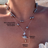 CAFFTI | Exaggerated Overlapping Wear Earthy Beaded Necklace Gray