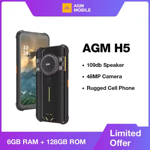 AGM H5 6+128G Rugged smartphone Large Capacity 7000MAH IP68/IP69K Cell Phone 3.5W Loud Speaker Night