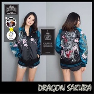 แจ็คเก็ตปักลายมังกร Sukajan Jacket ลาย Dragon Sakura มังกรซากุระ พร้อมส่ง