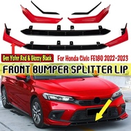 FE180 Front Bumper Spoiler Lip Chin Bumper Splitter For Honda For Civic FE180 2022-2023 Front Bumper