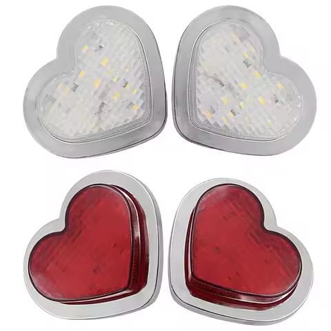 2PCS Red Heart Shaped Side Marker Turn Signal 12V Accessory LED Light FOR Cars Vans Trucks Trailers