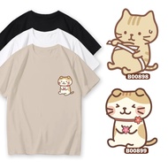 Couple T Shirt Cat Fuku Nyanko Baju Cotton Kucing short sleeve round neck Streetwear B00898 B00899