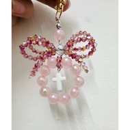 Catholic crystal bow keychain, Catholic gift, Rosary