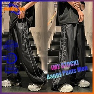 Striped American style Casual Pants Men Fashion Baggy Pants Men Splicing Wide Leg Pants Vintage Stra