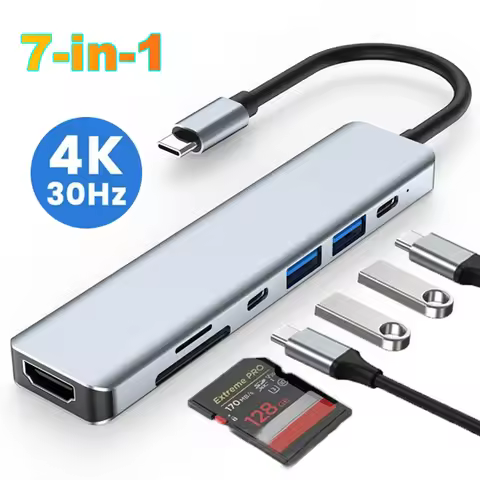 7-in-1 USB C Docking Station 4K HDMI-compatible Adapter USB 3.0 HUB TYPE C to HDMI PD 87W USB C Spli