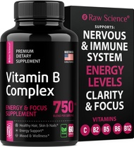 Vitamin B-Complex Capsules - B Vitamins: B1 B2 B3 B5 B6 B7 B9 B12, Biotin, Folic Acid, Vitamin C for