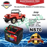 Münster Robust MF CMF NS70 | NS70R | 75D26R (65AH) Car Battery Bateri Kereta for Jeep CJ5