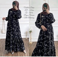 Gamis wanita terbaru 2022 Hifza dress putih hitam ukuran L|XL/XXL (BISA COD) /baju gamis susun kekin