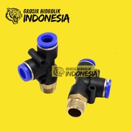 MPD 08 - 03 FITTING TEE THREAD ON THE SIDE PNEUMATIC SLIP LOCK HOSE 8MM THREAD 3/8''