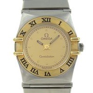 二手OMEGA星座女士手錶，鍍金不銹鋼，石英機芯，模擬顯示，金色錶盤。