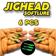 Jighead Softlure 6 Pcs Glow 3 Gram Micro Jig | Ajing Padel Casting Micro Sea Bait