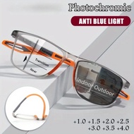 OYKI Photochromic Glasses Distance and Near Dual-use Sports Non-slip Anti-blue Light Men's Glasses +1.0 To +4.0