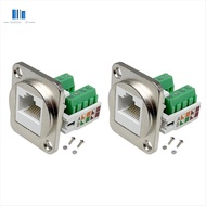 2PCS RJ45 Panel Mount Screw Terminal Adapter, RJ45/8P8C Female Panel Mount Connector, RJ45 Solderles