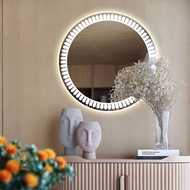 Bathroom Mirror Cabinet Storage Toilet Mirror With Shelf Toilet Mirror Cabinet Vanity Mirror High-Grade Decorative round Art Simple Light Luxury to Enhance the Sense of Space 2 dian 镜子化妆