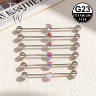 1pc Multicolor Cubic Zircon Industrial Barbell Piercing F136 Titanium Barbell Piercing 14G Barbell P