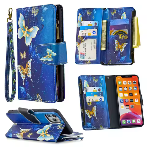 Zipper Wallet Case For Nokia 5.4 3.4 2.4 1.4 5.3 1.3 C1 Plus G310 G42 G22 G21 G11 G20 Multi 9 Cards 