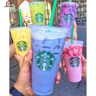 🎪 Ready to ship 🎪Reusable Starbucks Tumbler Color changing Confetti Cold cup Rainbow straw with Lid Plastic Cup ~cynt
