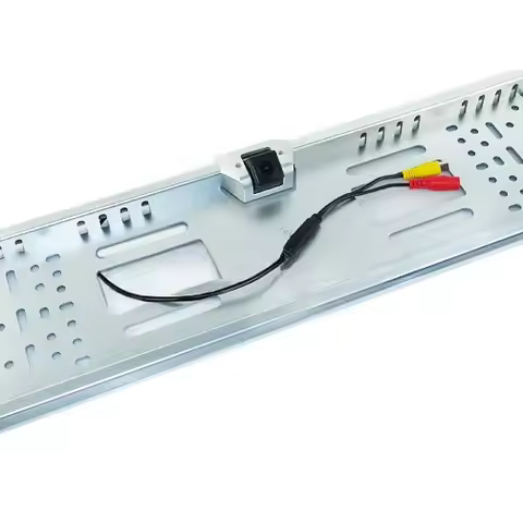 Silver EU License Plate Frame Backup Camera No Light HD Night Vision Rear View Waterproof Auto Acces