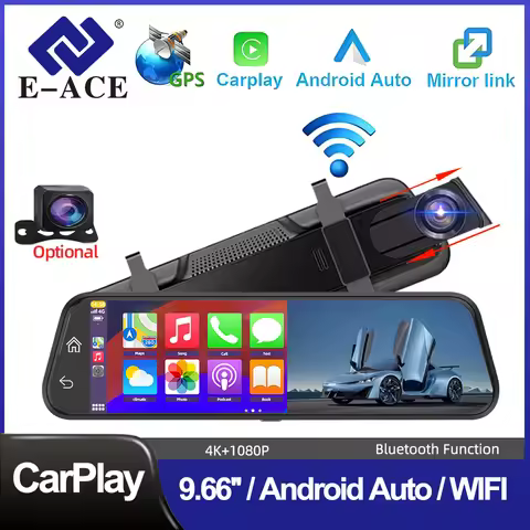 E-ACE 9.66" 4K Car Android Carplay TouchScreen WIFI FM Audio Stereo Player BT Camera HD MP5 Autoradi