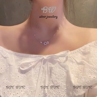 (WIN SILVER) BW72 High-quality star-shaped silver necklace with lucky stones