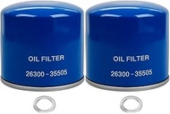 2PCS 26300-35505 Engine Oil Filter & Drain Plug Gasket 21513-23001 Fit for Hyundai, Kia Replaces 263