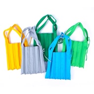 Korean Knit Pleated Bag Macaron Color Handbag Shoulder Bag Tote Lunch Bag[Small]