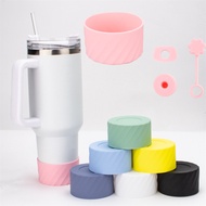 7CM Silicone Cup Bottle Boot Sleeve Set with Straw Stoppers (3pcs) - Non-Slip Round Base Cover Dust-
