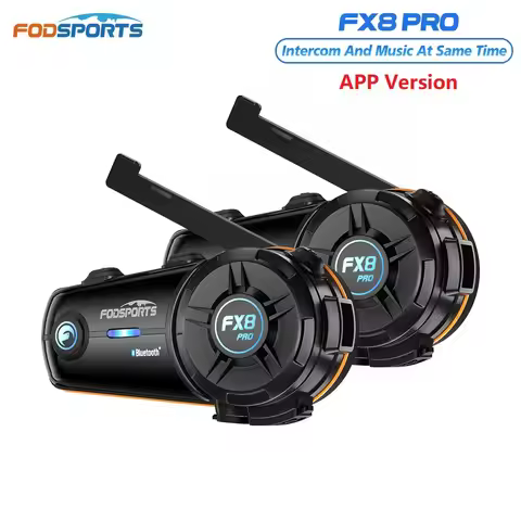 2pcs Fodsports FX8 Pro Motorcycle Intercom Bluetooth Helmet Headset,10 Rider Interphone,Support APP