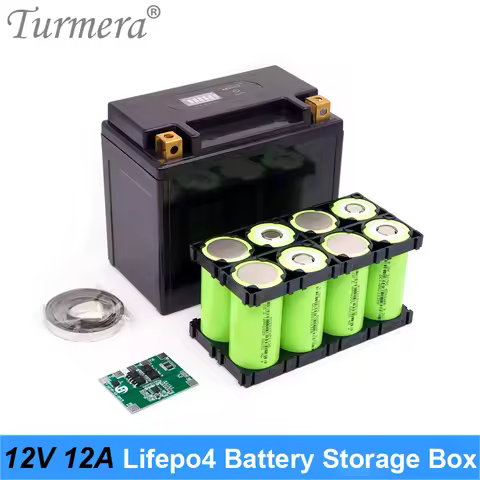 Turmera 12V 12Ah Battery Storage Box 4S 12.8V 20A BMS 2X4 Holder Nickel for 8Pieces 32700 Lifepo4 Un