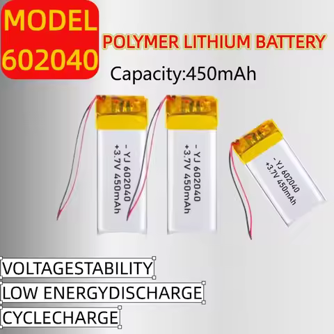 3.7V 450mAh 602040 LiPo Polymer Rechargeable Battery Reliable Power for Bluetooth Headset Beauty Ins