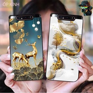 Samsung a80 glass phone case printed with lucky deer image