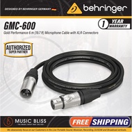 Behringer GMC-600 Gold Performance 6m (19.7ft) Microphone Cable with XLR Connectors (GMC600 / GMC 60