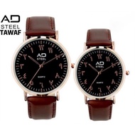 ADSteel Jam Tawaf Tulisan Arab Jawi Anticlockwise Leather Analog Couple Set Watch !