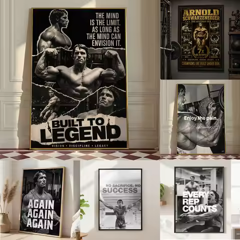 Arnold Schwarzenegger Bodybuilding Poster Vintage Motivational Collage Print Motivational "Enjoy The