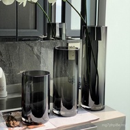 HJM-Modern Minimalis Abu Tebal Pasu Kaca Lurus Model Bilik Ruang Tamu Meja Makan Hiasan Gubahan Bung