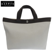 Herve Chapelier Luxe Line 塗層帆布方形手提包 M B5 女士乳白色 x 摩卡色 704GP [二手]