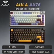 AULA AU75 Three Mode Mechanical Keyboard Hot Swappable RGB Esports Gaming Keyboard PBT Keycap PC Des